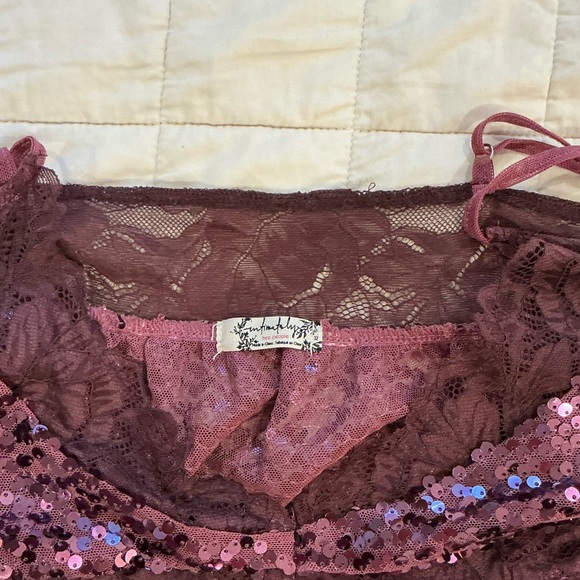 Free People Sequin Lace Trim Cami - Pink - Picture 4 of 4